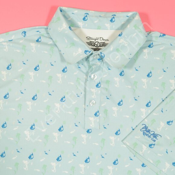 Straight Down Other - Straight Down Sea Print Bella Vista Country Club Golf Polo Shirt in Blue Size L